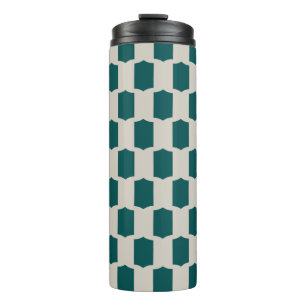 Jakobsmuschel-Raster tiefes Teal-Treibholz-Beige Thermosbecher