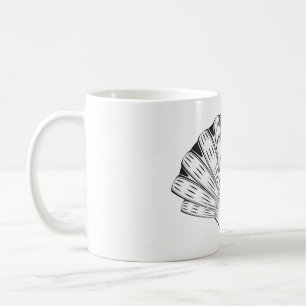 Jakobsmuschel-Schale Minimalistisch Schwarz-Weiß Kaffeetasse