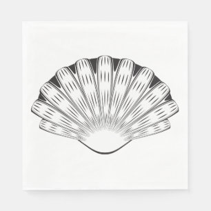 Jakobsmuschel-Schalen Minimalistisch Schwarz und W Serviette