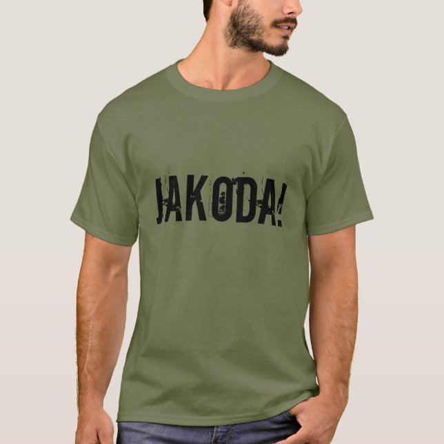 JAKODA ! T-shirt de commando de grève de brun de (Devant)