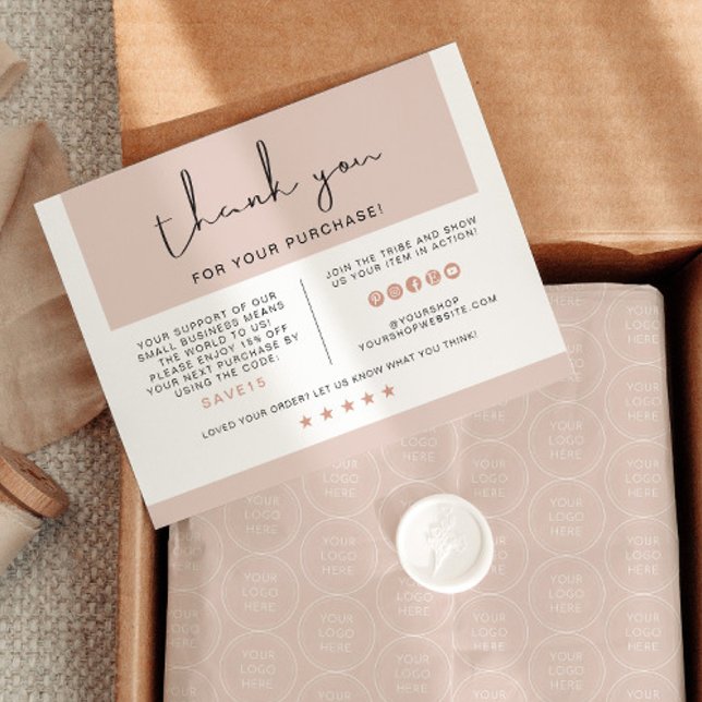 JALAINE Modern Pink Small Business Danke Karte (Von Creator hochgeladen)