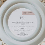 JALAINE Modernes Blush Gast Name Round Dinner Menü Menükarte<br><div class="desc">Dieses abendliche Menü bietet ein modernes,  minimalistisches Design und einen individuelle Name für jeden Gast. Dieses Menü ist perfekt für jeden einfachen und klassischen Event. Passen Sie die Farbe einfach Ihren Wünschen an.</div>