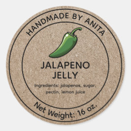 Jalapeno Jelly Canning Jar Label Kraft Paper Style Runder Aufkleber