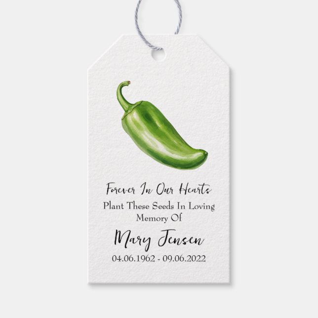 Jalapeno Seed Packet Gedenkfeier Beerdigung Geschenkanhänger (Vorderseite)