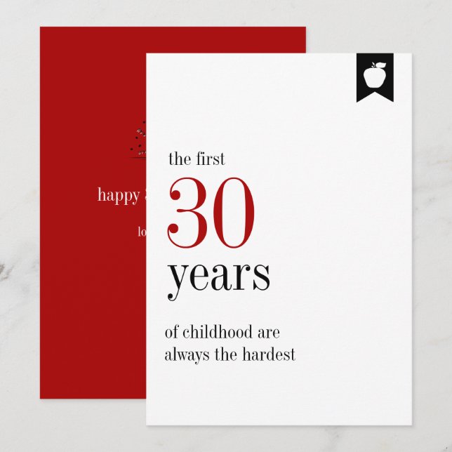 Jalon Anniversaire 30e Carte Anniversaire (Devant / Derrière)