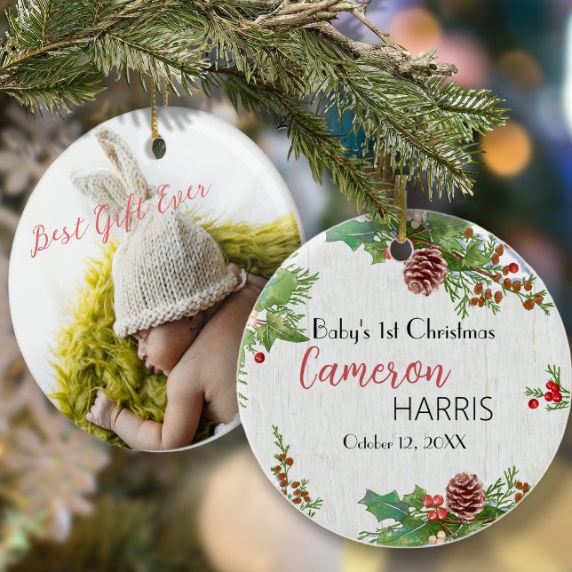 Jalon du bébé rustique 1ère photo de Noël (Créateur téléchargé)