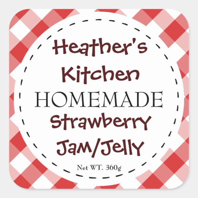 Jam/Jelly Square Checker Quadratischer Aufkleber (Vorderseite)