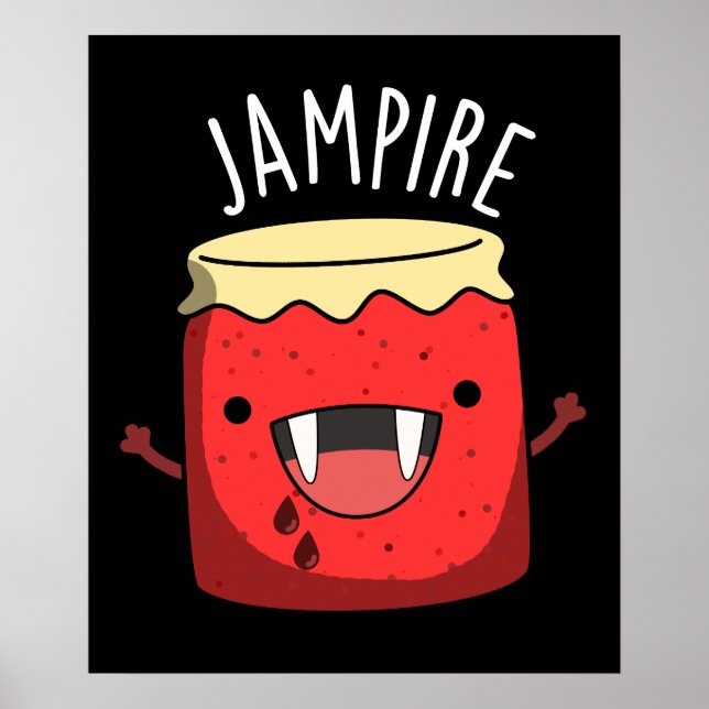 Jam-pire Funny Vampire Jam Pun Dark BG Poster (Vorne)