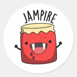 Jam-pire Funny Vampire Jam Pun Runder Aufkleber
