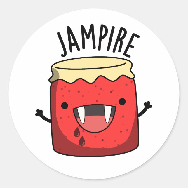 Jam-pire Funny Vampire Jam Pun Runder Aufkleber (Vorderseite)