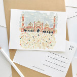 Jama Masjid Delhi India Muslim Watercolor Travel Einladungspostkarte<br><div class="desc">Eine wunderschön bemalte Aquarellpostkarte mit der muslimischen Moschee Jama Masjid aus Delhi,  Indien.</div>