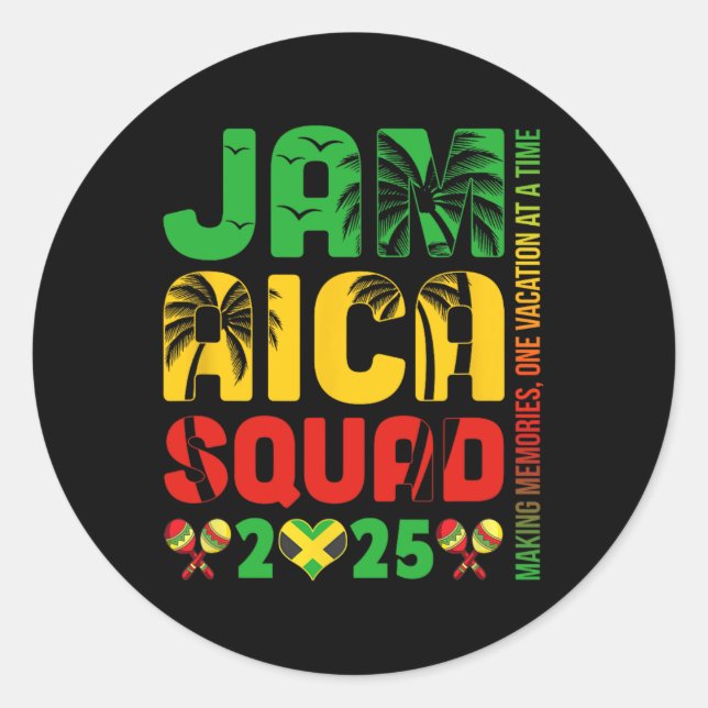 Jamaica 2025 Vacation Trip Matching Family Squad G Runder Aufkleber (Vorderseite)