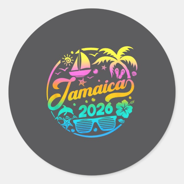 Jamaica 2026 Family Vacation Beach Matching Group  Runder Aufkleber (Vorderseite)