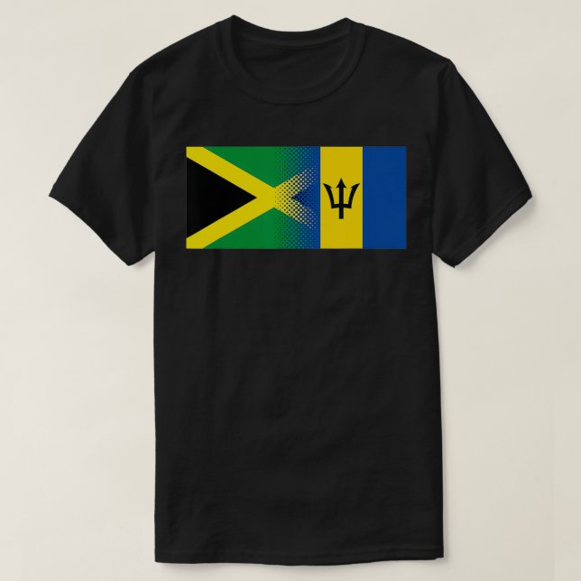 Jamaica Barbados Flag Half Jamaikaner Half Barbado T-Shirt (Design vorne)