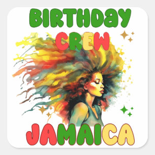 Jamaica Birthday Girl Matching Crew Travel Group Quadratischer Aufkleber