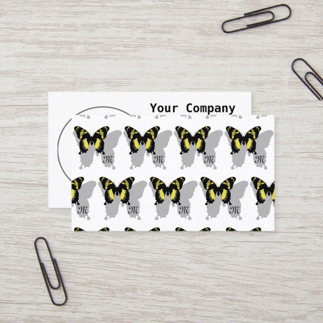 Jamaica Butterfly Shadow Monogram Visitenkarte (Vorderseite/Rückseite Beispiel)