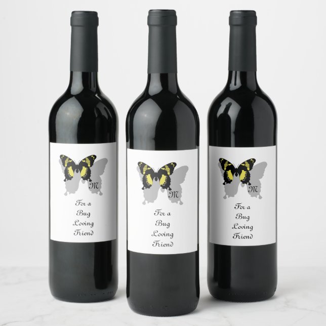 Jamaica Butterfly Shadow Monogram Weinetikett (Flaschen)