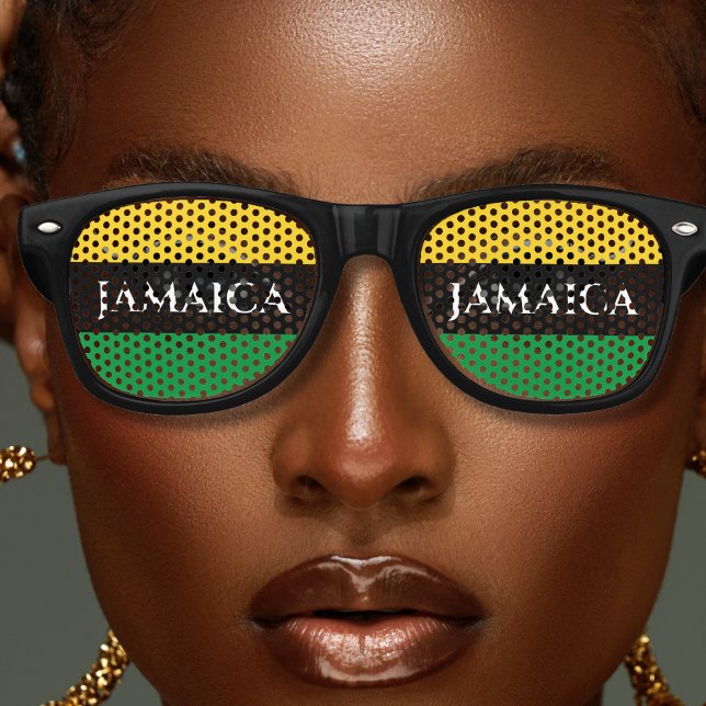 Jamaica Colors Green Gold Black Jamaican Partybrille (jamaica colors retro sunglasses)