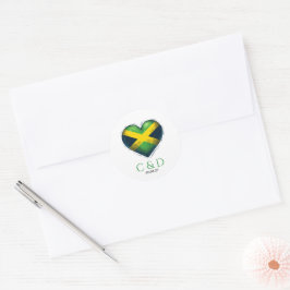 Jamaica Couple Heart Wedding Runder Aufkleber