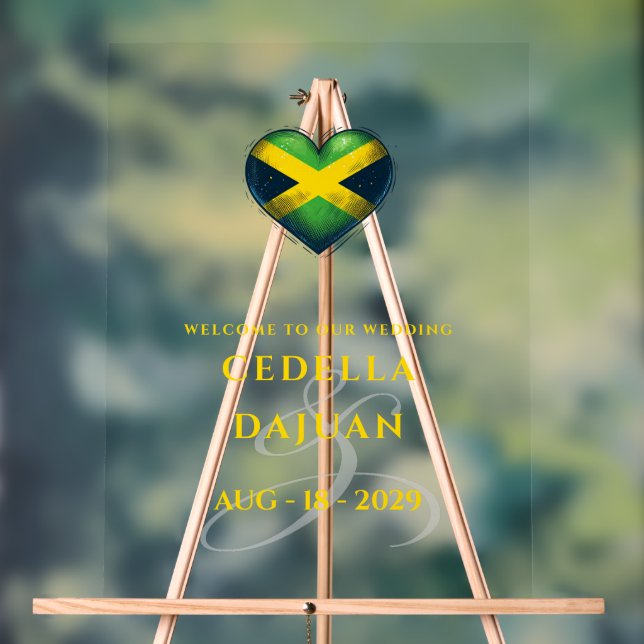 Jamaica Couple Heart Wedding Willkommen Acrylschild (Neutral)