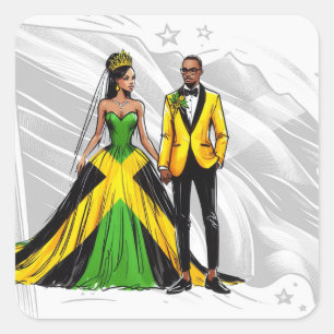 Jamaica Couple Wedding Quadratischer Aufkleber
