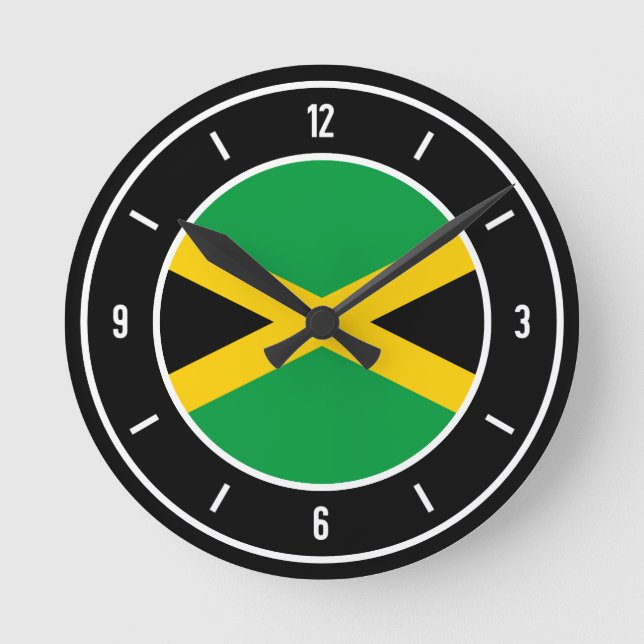 Jamaica Flag Elegant Runde Wanduhr (Vorderseite)
