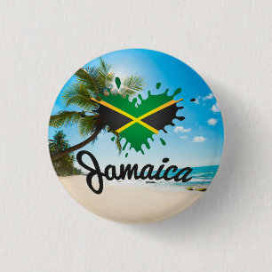 Jamaica Flag Island - Proud Jamaicans - Button