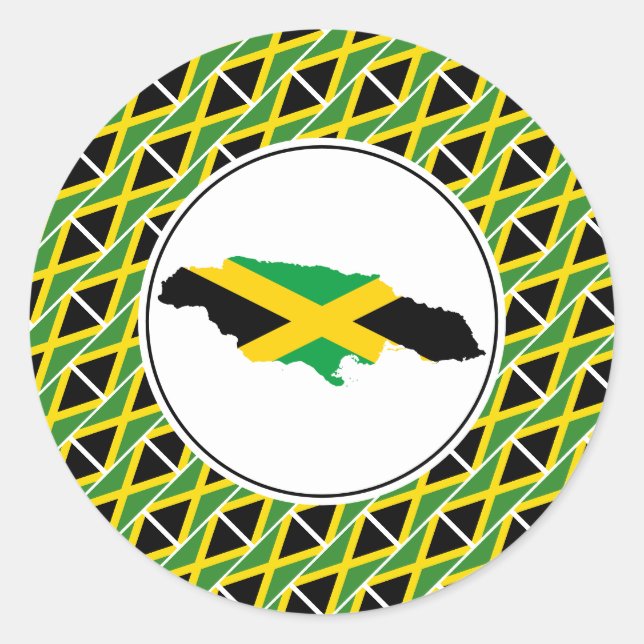 JAMAICA FLAG Jamaican Map Stilistisch Patriotic Runder Aufkleber (Vorderseite)