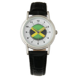 Jamaica Flag Klassische schwarze Lederuhr Armbanduhr