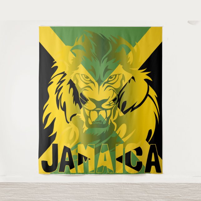 jamaica Flag Lion of Judah Tapestry Design Wandteppich (Vorderseite)