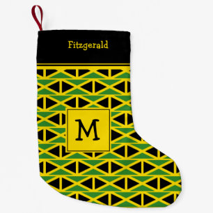 JAMAICA Flag Monogram Custom Text YELLOW Kleiner Weihnachtsstrumpf