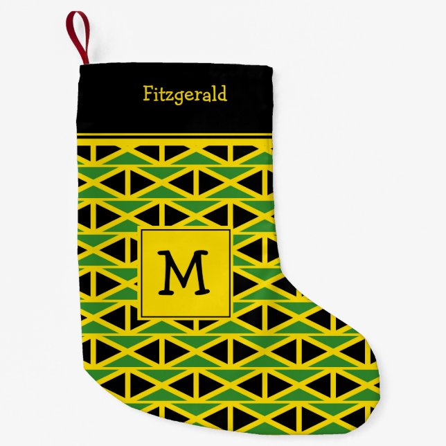 JAMAICA Flag Monogram Custom Text YELLOW Kleiner Weihnachtsstrumpf (Vorderseite)