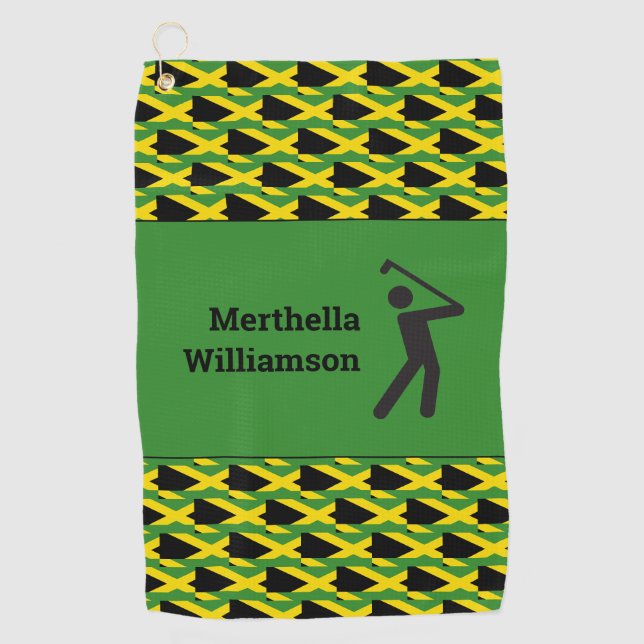 JAMAICA FLAG Muster Personalisiert Golfhandtuch (Vorderseite)