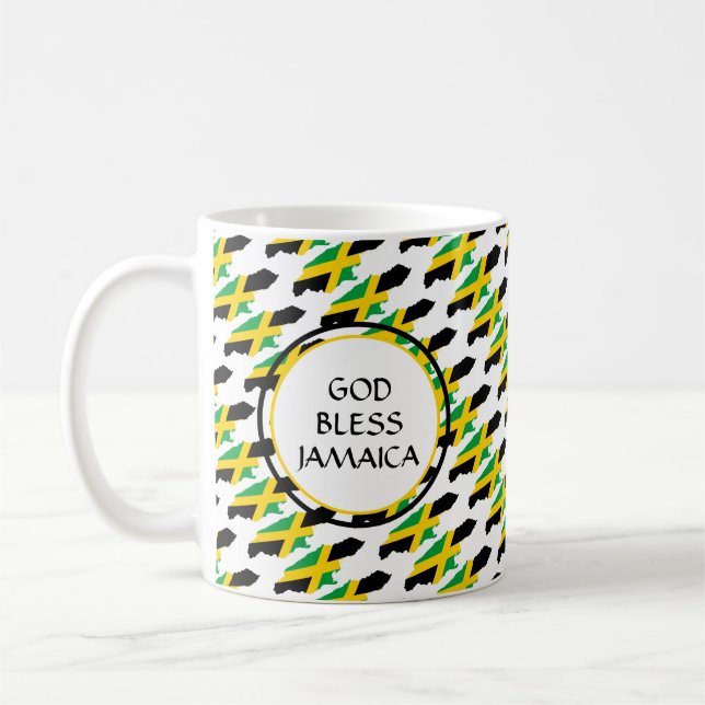 JAMAICA Flag Patriotic Custom Monogram GOD BLESS Kaffeetasse (Links)