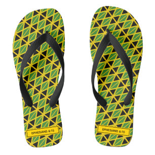 JAMAICA FLAG Patriotic Custom Scripting Carnival Flip Flops