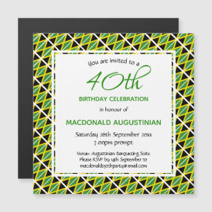 JAMAICA FLAG Personalisiert 40. Geburtstag Magneteinladung