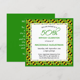 JAMAICA FLAG Personalisiert 50. Geburtstag Einladung