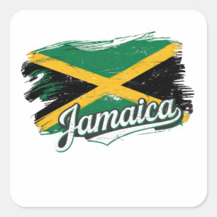 Jamaica Flag Vacation Vibes Rasta Rastafari Quadratischer Aufkleber