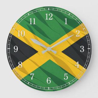 Jamaica Flag Wall Clock — Waving Flag Design Große Wanduhr