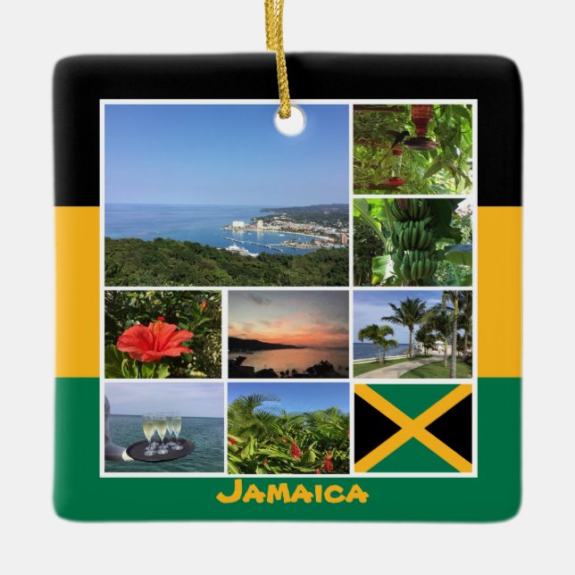 Jamaica Foto Collage Keramikornament (Vorderseite)