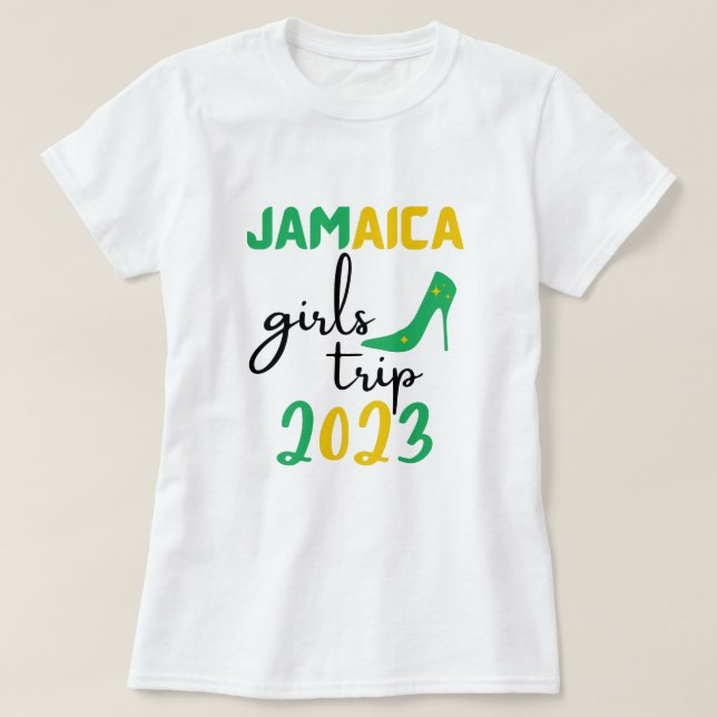 Jamaica Girls Trip 2023 Gruppenabgleich, grüner Te T-Shirt (Design vorne)