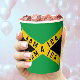 Jamaica Green Black & Gold Jamaikanische Flagge Pappbecher