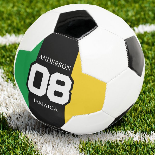 Jamaica Green Gold Team Nummer Nachname Jamaika Fußball (jamaica colors soccer ball)