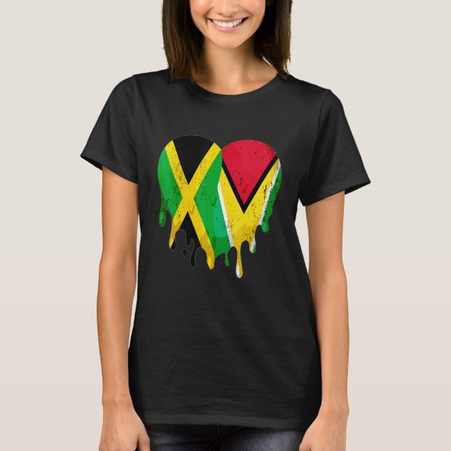 Jamaica Guayana Flag Heart Citizen Grown Patriot C T-Shirt (Vorderseite)