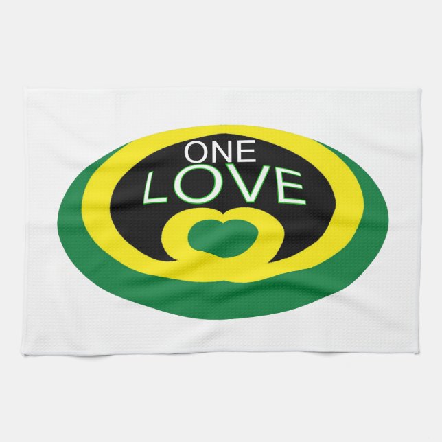 Jamaica Herzstück Fahne eine Liebe Herzdesign Küchentuch (Horizontal)