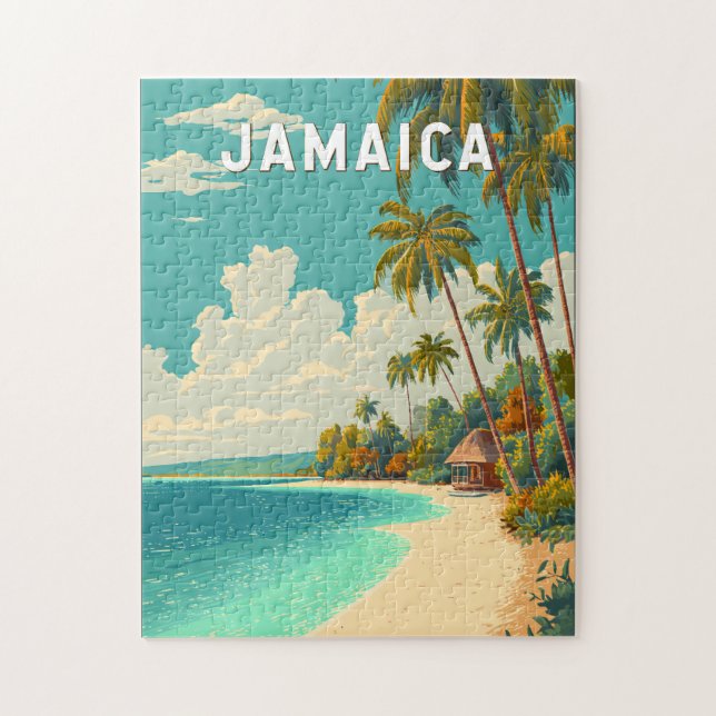 Jamaica Illustration Travel Art Vintage (Vertikal)