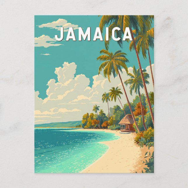 Jamaica Illustration Travel Art Vintage Postkarte (Vorderseite)