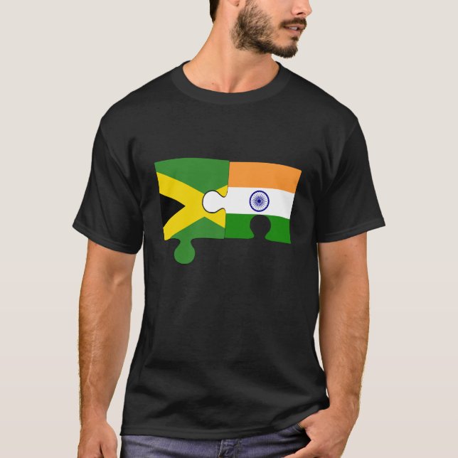 Jamaica India Flag Jigsaw T-Shirt (Vorderseite)