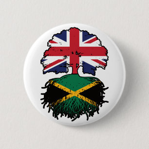 Jamaica Jamaica British UK Tree Roots Flag Button
