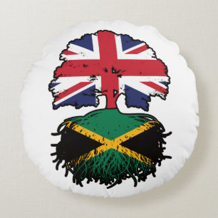 Jamaica Jamaica British UK Tree Roots Flag Rundes Kissen